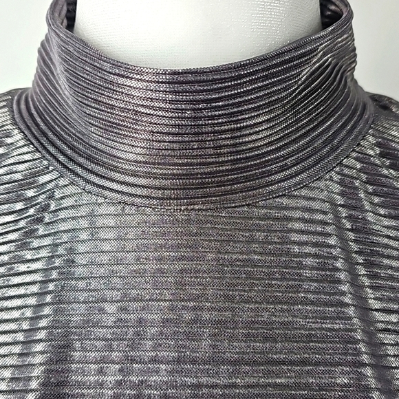 Free People Mila Metallic Silver Textured Open Back Mock Turtleneck Maxi Dress - Picture 5 of 12